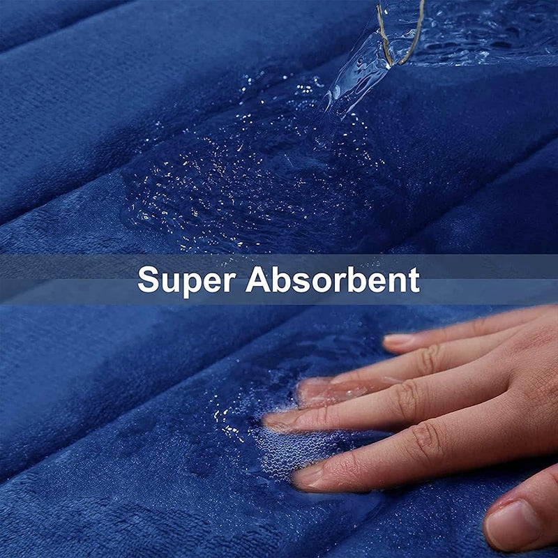 Buganda Memory Foam 3 Pieces Bathroom Rugs Set - Thick Soft Absorbent Non-Slip Bath Mats, Washable Small/Large/Contour Bath Rugs (24" x 16" + 30" x 20" + 24" x 20", Navy Blue) - Image 5